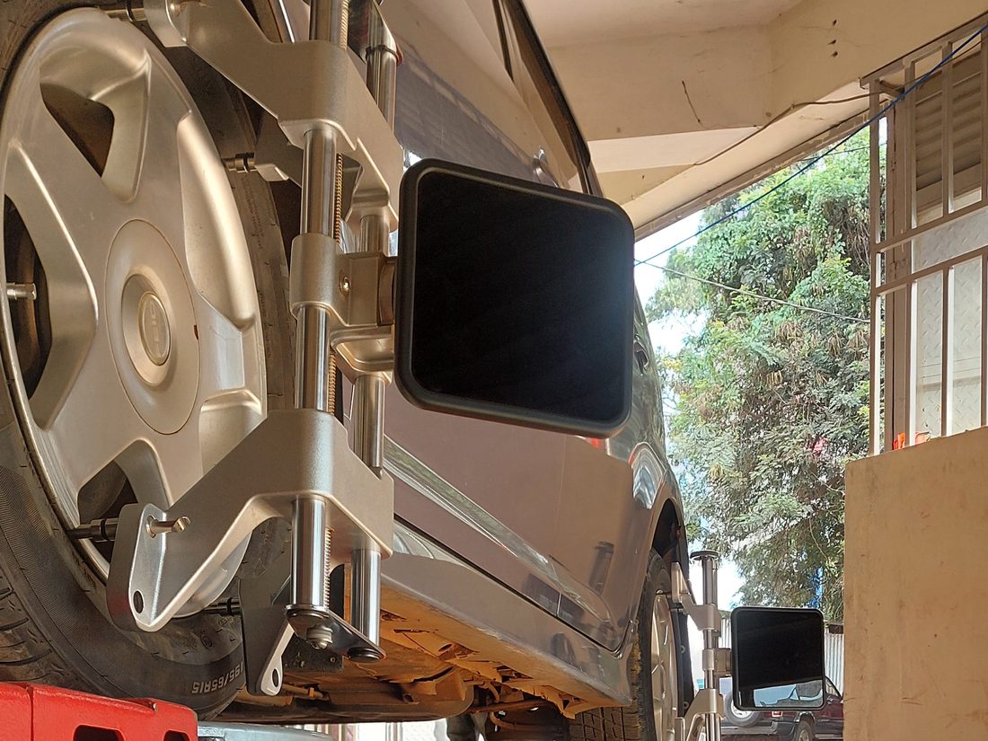 Wheel with an alignment sensor fitted