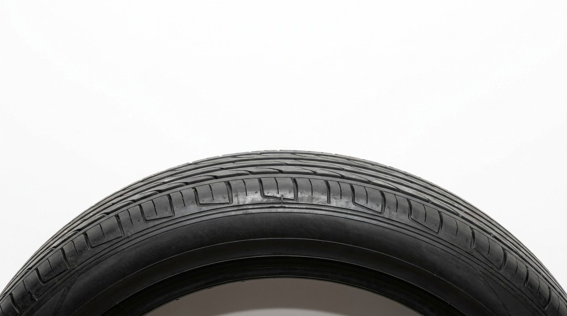 A car tyre with its full sidewall code 195/55 R16 87V labelled: 195 is the width in millimetres, 55 the profile aspect ratio, R the radial construction, 16 the wheel diameter in inches, 87 the load index, and V the speed rating.